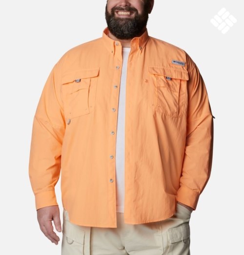 Men's Columbia PFG Bahama II Long Sleeve Shirts Orange | Plus Size CA-PL341